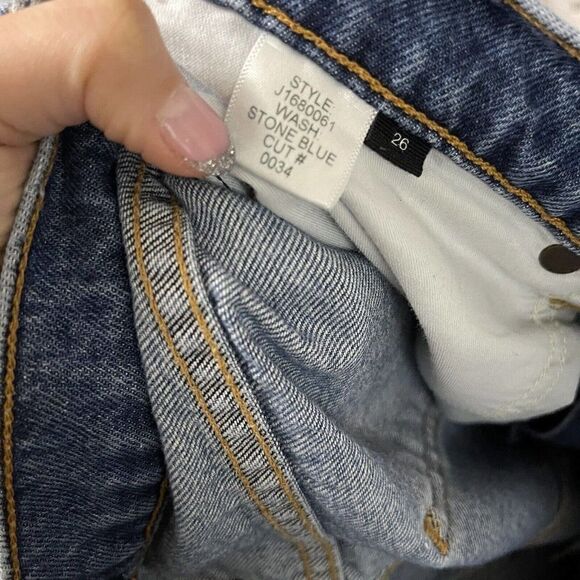 Veronica Beard Ines Girlfriend Lace Up High Rise denim jeans stone blue Size 26 - Picture 6 of 8